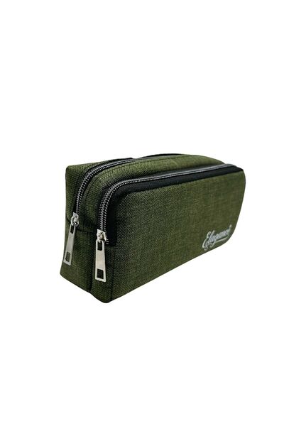 Elegance Khaki Double Compartment Pen Bag
