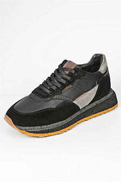 Byterre Savage Genuine Leather Black Handmade Men's Sneaker Shoes