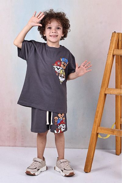 Arya Nisa Kids Boy's Printed 100% Cotton Short Sleeve Shorts Top-Bottom Set