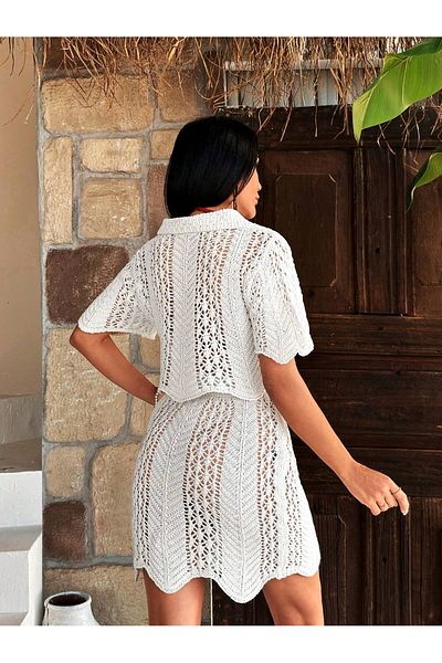 Rönesans Butik Knitwear Crop Skirt Double Set