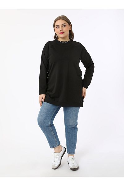 ALİA Φούτερ Basic Plus Size - Μαύρο - Alia