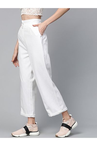 Sassafras By Styli Solid Wide Leg Trousers
