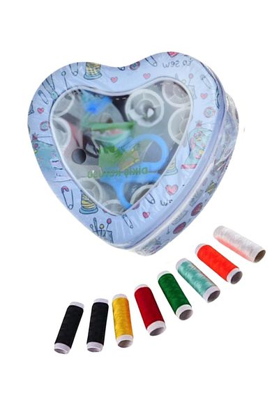 MBB ETİCARET Thread Set Tin Box Heart Sewing Kit