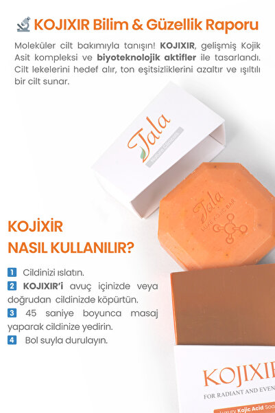 Tala Kojixir Molecular Kojic Acid Soap Anti-Blemish & Skin Tone Equalizer with Turmeric Particles 120 Gr