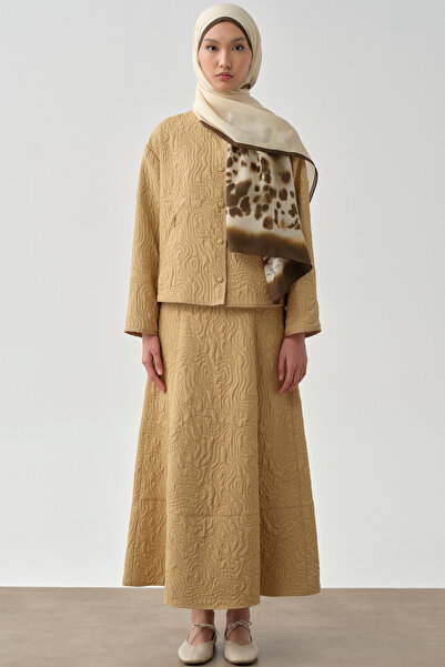 Tuğba Cepli Parçalı Kapitone Etek - Camel