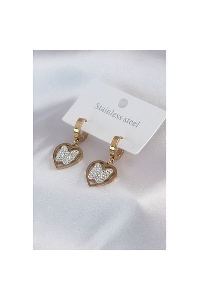 Skygo 316L Steel Gold Color Butterfly Model Zircon Stone Detail Women's Earrings - TJ-BKP7482