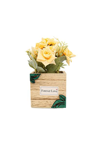 Ella Home Italia Rose Arrangement, Gold, Plastic, 18Cm - Gold, Plastic, 18cm