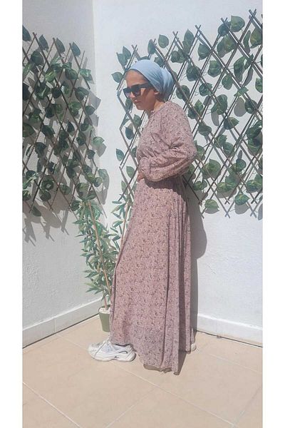 MODA Mini Flower Print Hijab Chiffon Dress