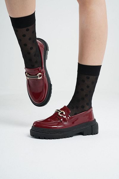 Beyond Γυναικεία Loafer Παπούτσια Moccasin 4,5cm Claret Red λουστρίνι με λουράκι GC Calistan Σόλα