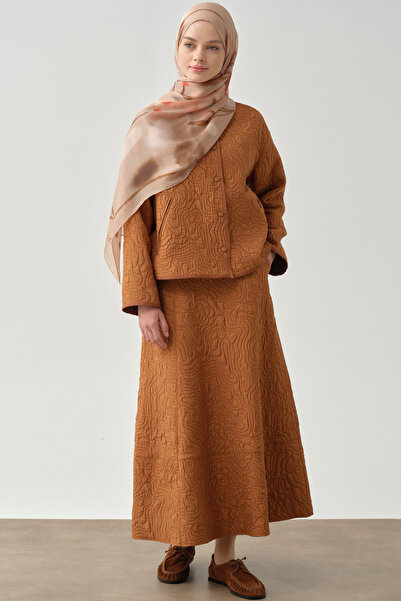 Tuğba Cepli Parçalı Kapitone Etek - Tarçın