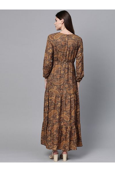 Sassafras By Styli Paisley Print Tiered Maxi Dress