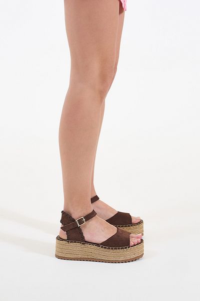 Louis Cardy Sandale espadrile damă Calas maro din piele naturală