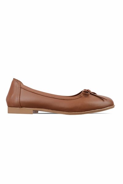 Lal Shoes & Bags Balerini din piele naturală pentru femei Virtus cu detaliu fundă - maro