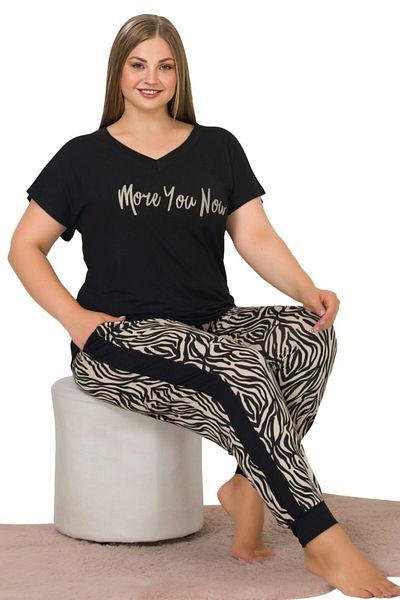 tarzımsüper Plus Size Luxury Pajamas Set with Elastic Waist Comfort Model Cotton Women's Pajamas Set