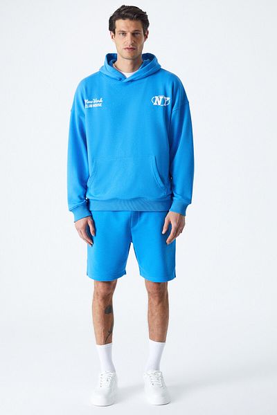 GRIMELANGE Agassi Men's Soft Fabric Saks Blue Sweatshirt