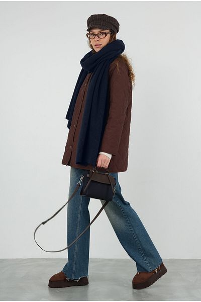 HEQA Navy Blue Plain Knitted Scarf