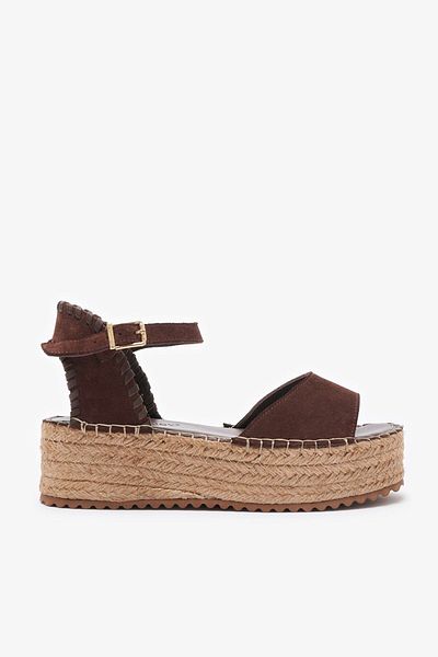 Louis Cardy Sandale espadrile damă Calas maro din piele naturală