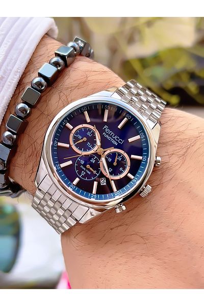 Ferrucci Men's Wristwatch with Steel Cord Function 3 Atm Waterproof with 2 Years Warranty+Bracelet as a Gift
