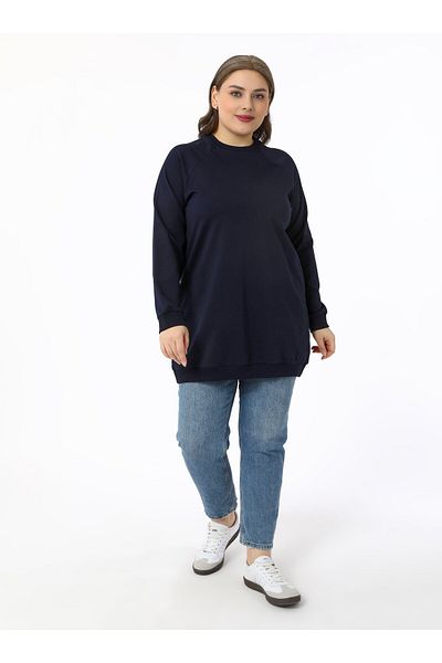 ALİA Φούτερ Basic Plus Size - Navy Blue - Alia