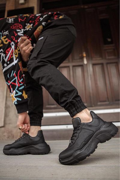 Knack Pantof casual cu talpă înaltă N75 negru (talpă neagră)