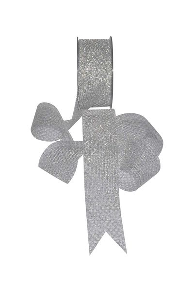 deminhan store Mesh Glitter Ribbon 25 mm White 10 Meters