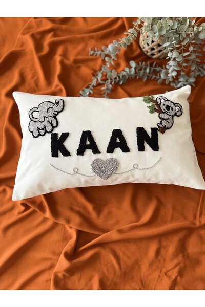 Marsiyass Bebek Çocuk Isimli Isim Yazılı Dekoratif Kırlent Yastık Kılıfı Punc...
