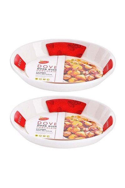Dove 2-Piece Set /  Oven / Serving Dish 2.2 Liters White Oval BMW272(2PC)