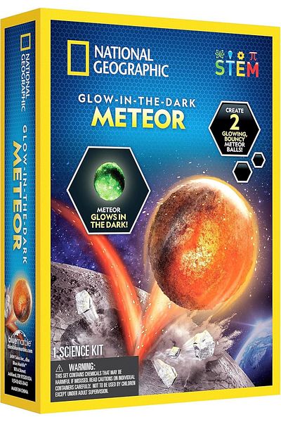 NATIONAL GEOGRAPHIC Glow In The Dark Meteor Bouncy Balls for Kids - Thrilling Space Ball Craft Kit C
