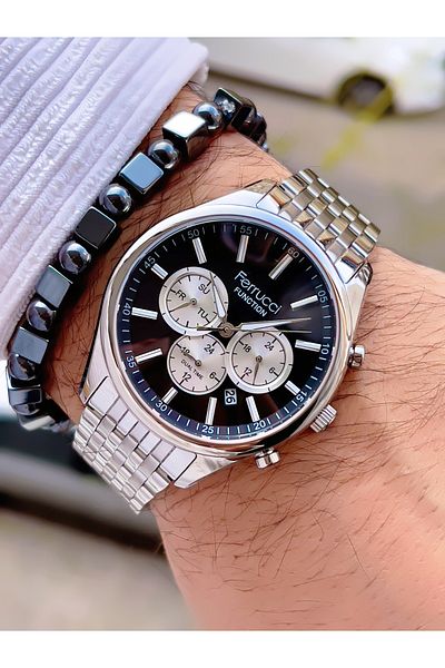 Ferrucci Men's Wristwatch with Steel Cord Function 3 Atm Waterproof with 2 Years Warranty+Bracelet as a Gift