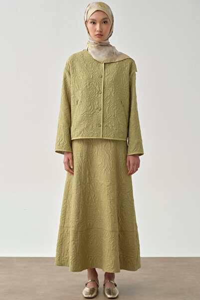 Tuğba Cepli Parçalı Kapitone Etek - Olive