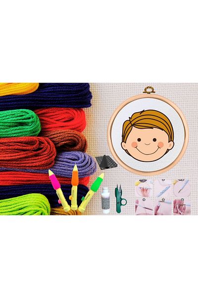 MBB ETİCARET Punch Set Embroidery Set with Hoop DIY Set Series 132