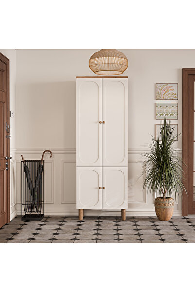 Mezza 5094 ROMA 4 KAPAKLI (MEMBRAN) 5 ASKILI BOHEM PORTMANTO ATLANTİK ÇAM - BEYAZ