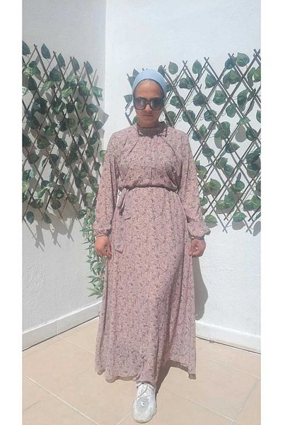 MODA Mini Flower Print Hijab Chiffon Dress