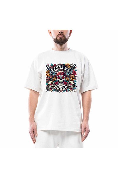 Z zepplin Μπλουζάκι Guns N Roses Arrow Dry Head Λευκό Oversize