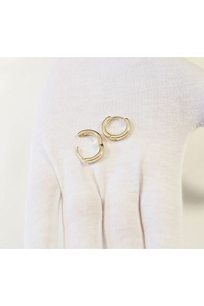 momqi Vip Steel Gold Color Minimal Hoop Steel Earrings