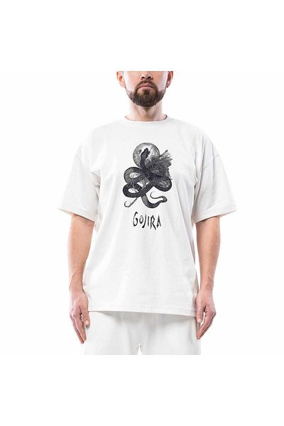 Z zepplin Μπλουζάκι Gojıra Snake and Moon White Oversize