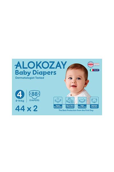 Alokozay Premium Baby Diapers - Size 4 (8-14 Kg) - 44 Diapers X Pack of 2