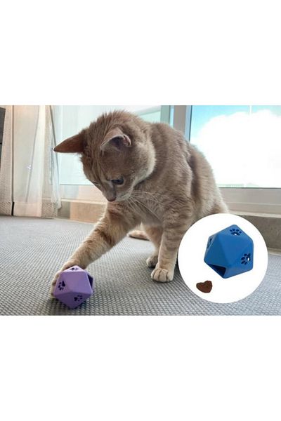 Komano Pontika Treat Dispenser for Cats, Slow Feeder Cat Toy, Adjustable Hole Size 3D