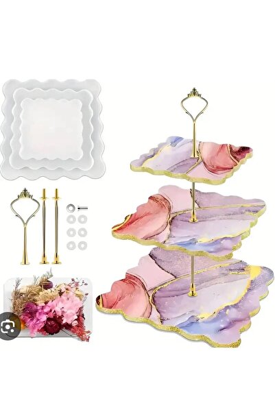 Genel Markalar Epoksi Silikon Cupcake Standı 3lü Kare