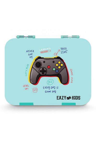 Eazy Kids صندوق غداء بنتو مكون من 6 أقسام مع مجموعة قطاعة ساندويتش - بلاي ستيشن أخضر