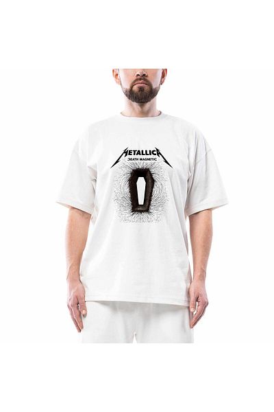 Z zepplin Μπλουζάκι Metallica Death Magnetic Albums Λευκό Oversize