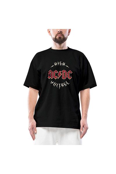 Z zepplin Ac Dc Logo Vintage Μαύρο μπλουζάκι Oversize