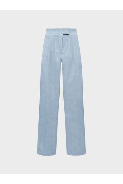 RİVUS Blue Pleated Loose Wide Leg Pants