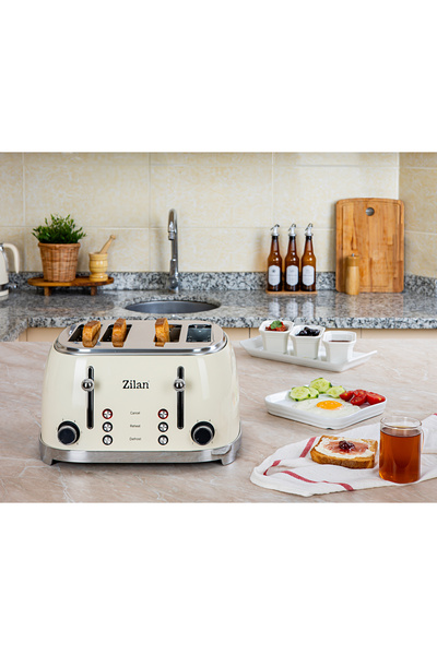 Zilan Φρυγανιέρα Retro ZLN1214, 4 φέτες ψωμί, 1500W, 6 βήματα, απόψυξη, ζέσταμα, αντιολισθητικά πόδια