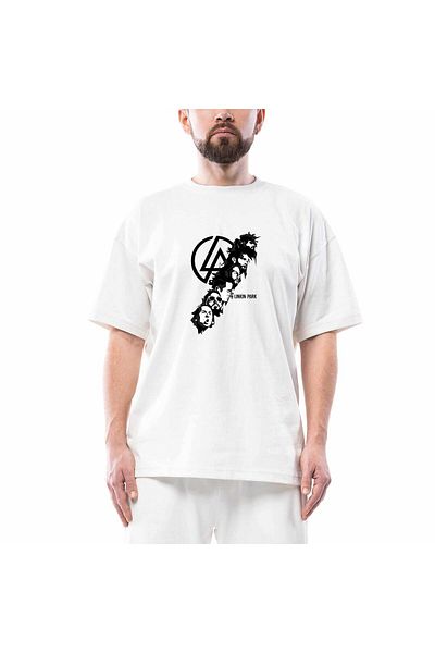 Z zepplin Linkin Park Logo Silhouette Λευκό μπλουζάκι Oversize
