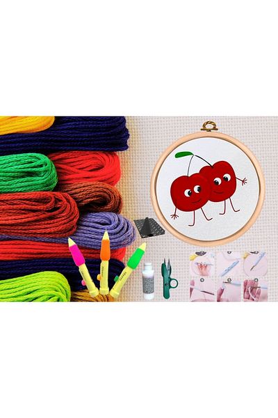 MBB ETİCARET Punch Set Embroidery Set with Hoop DIY Set Series 145