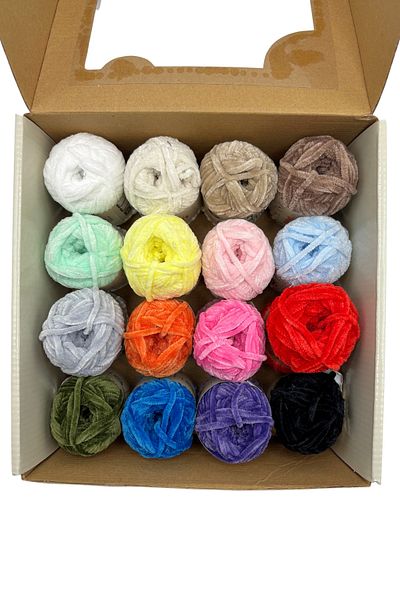SENSY Velvet Slim Mini 16 Pieces Yarn - Hand Yarn Producing Velvet and Amigurumi