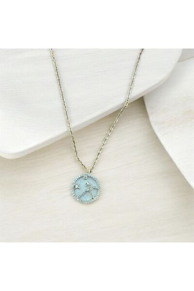 ROSY BİJUTERİ YAY BURCU ALTI SEDEF ZİRKON TAŞI KOLYE