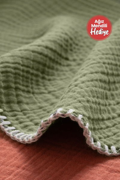 HAFY BABY Müslin Battaniye 4 Katlı %100 Pamuk Organik 80x110 Çoban Dikişli - ...