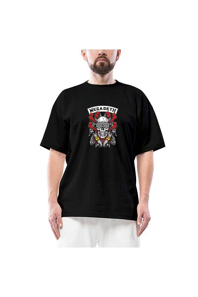 Z zepplin Μπλουζάκι Megadeth Skull and Chemical Bomb Μαύρο Oversize